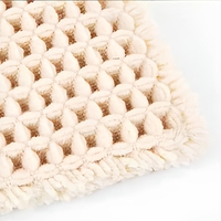 Tapis de bain gaufré FIGOO - Vente directe usine avec pompons, durable et à séchage rapide, pour usage domestique et hôtelier