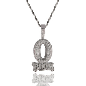 เทรนด์ฮิปฮอปเพชรเต็ม O บล็อกจี้ตัวอักษรสร้อยคอเครื่องประดับแฟชั่นเรียบง่ายสำหรับผู้ชายขายส่ง - Product Image 5