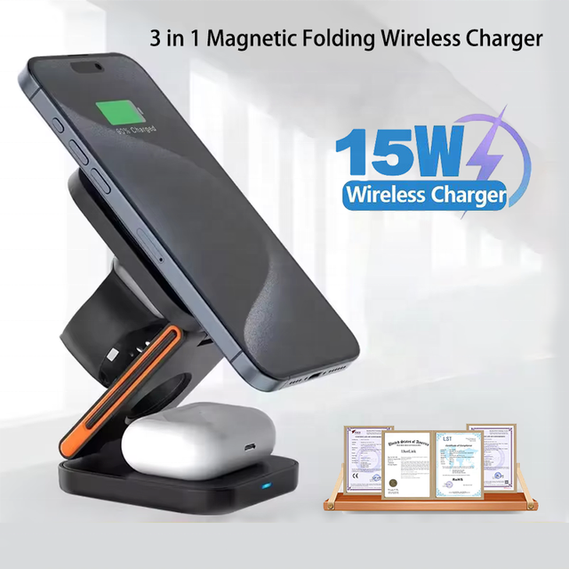 For 3-in-1 15W Magnetic Wireless Charger QC3.0/PD3.1 Fast Charging for Iphone 17/16/15 /14/13 for Watch Mobile Phones