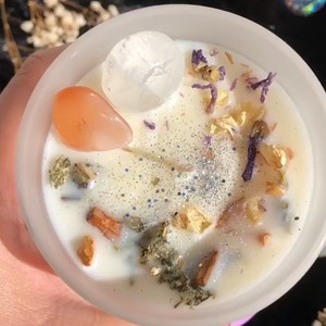 Regalo di ringraziamento fatto a mano profumata di cristallo di soia chakra candela collestione - Product Image 2