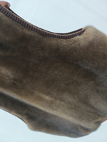 Damen Braune Nerzpelzweste Samt Nerz Ganzfell Gestrickter Rand Winter Boutique Oberbekleidung
