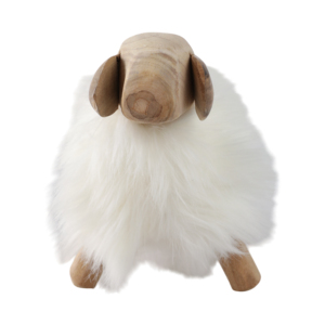 Statuetta di pecora in legno con decorazioni in pelliccia sintetica per la casa, soggiorno, ufficio, mensola, tavolino da caffè, ornamento - Product Image 3