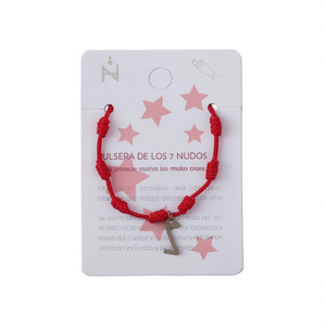 Braccialetto Z a Sette Nodi Rosso in Acciaio Inossidabile Fatto a Mano con Charm di Protezione - Product Image 2