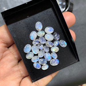 Cabujón de piedra lunar arcoíris de calidad AAA, certificado IGI, piedras preciosas sueltas naturales de 2mm a 10mm, piedras de tamaños pequeños - Product Image 5