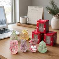 Coffret de Noël Premium de jouets anti-stress translucides à paillettes, avec figurines de Père Noël et Bonhomme de neige