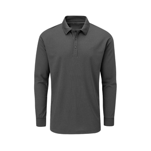 Camiseta de algodón 100% de manga larga con logotipo personalizado para hombre, Camiseta de punto transpirable 240 GSM para técnicas de bordado de Polo - Product Image 1