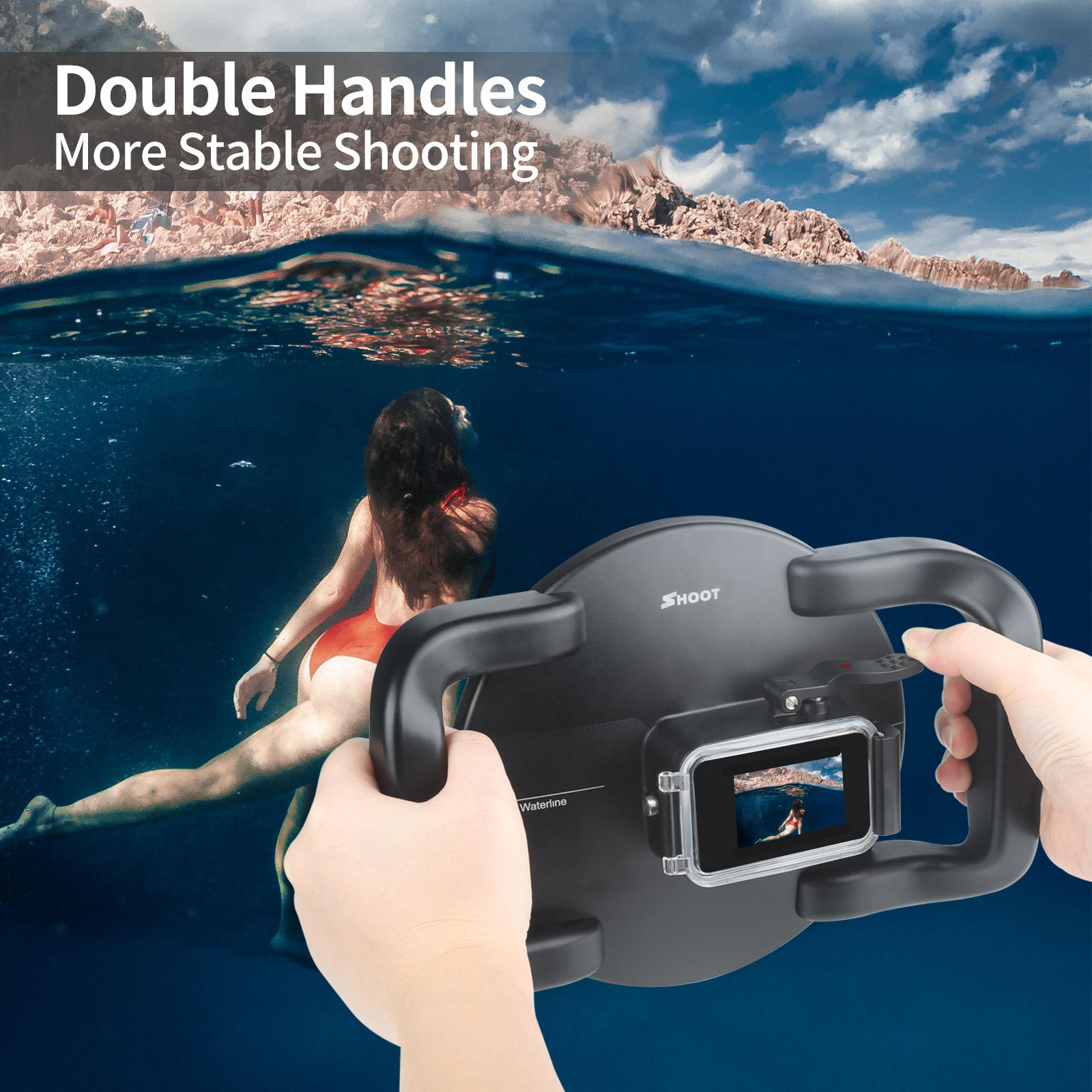 Dome Port Underwater Diving Camera Lens Transparent Cover Housing Case with Handle Trigger for DJI Osmo Action