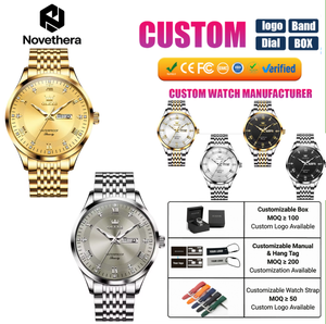 OLEVS 2923 Jam Tangan Kuarsa Pria Bulat Dua Warna Emas Gelang Baja Dial Bertatahkan Berlian 30M Tahan Air untuk Bisnis dan Acara Formal - Product Image 6