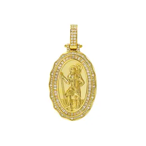 Оптовая продажа, Золотое колье Saint Thaddeus, 925 серебряное золотое ожерелье с подвеской San Judas Tadeo, ювелирные изделия для подарка
