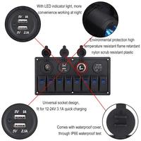 Panneau de commutateur à bascule marin en ABS étanche, 8 gangues, double prise USB, adaptateur allume-cigare, tension numérique 12V-24V