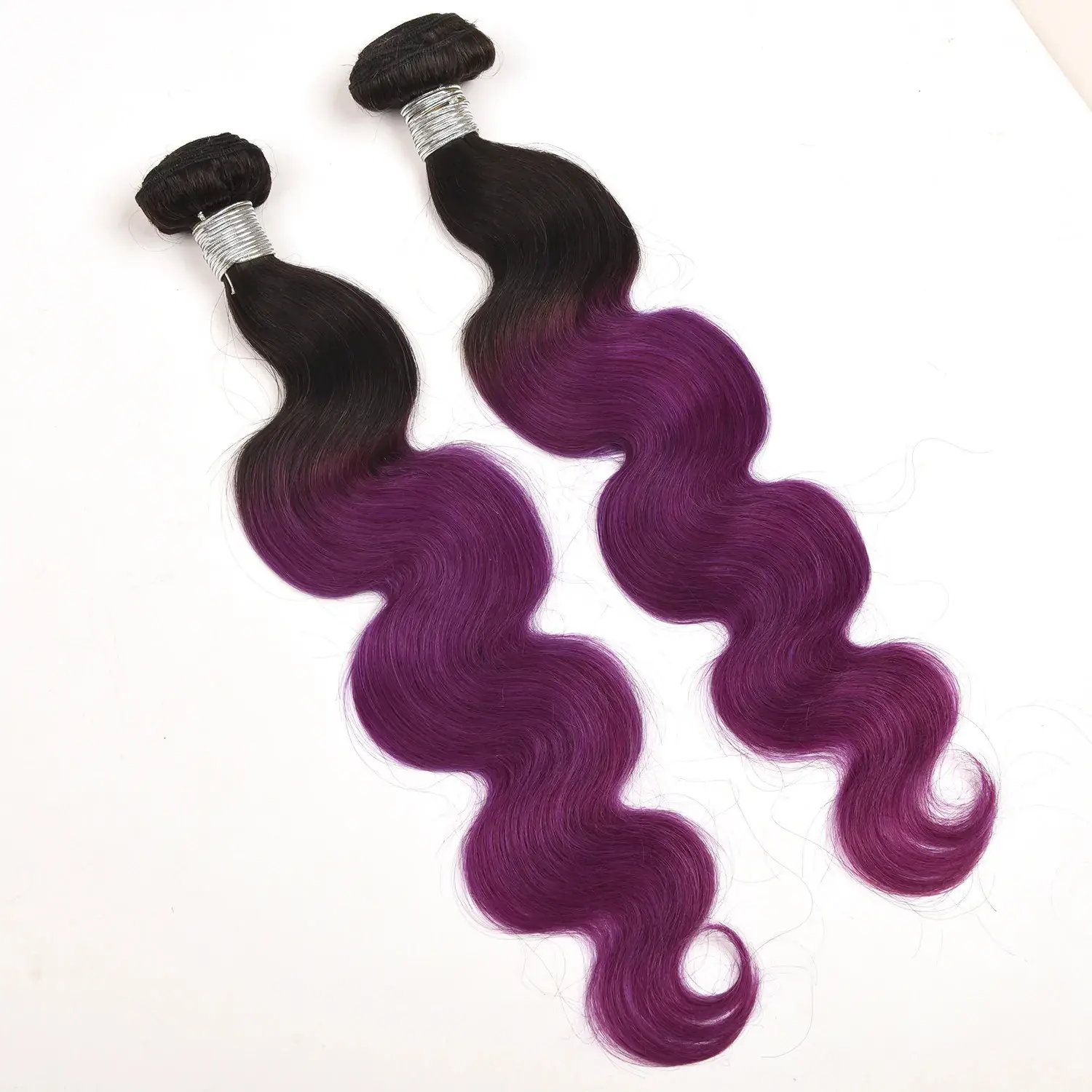 Unprocessed Virgin Brazilian Human Hair Bundle Ombre 1B/Purple 3 Bundle Set Body Wave Virgin Human Hair Bundles With Closure