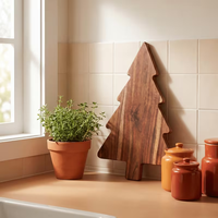 Acacia houten snijplank in de vorm van een kerstboom, van olijfhout en hars, decoratief houten kaasplank