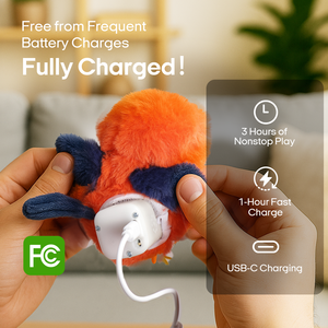 Regalo divertente tipo C che sbattono l'uccello gatto giocattolo che sbatte le ali giocattolo interattivo ricaricabile sul tappeto con cinguettio dell'uccello - Product Image 3