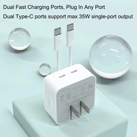Cargador Rápido GaN PD de 35W con Doble Puerto Tipo-C, Enchufe Estadounidense, Portátil, para Teléfono y Auriculares, Compatible con [Dispositivos]