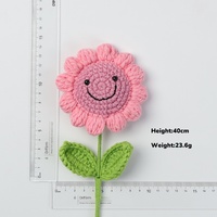 Crochet selesai bunga matahari tunggal bunga rajutan tangan Crochet Crochet buket bunga untuk hadiah dekorasi