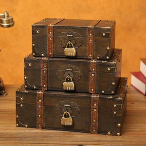 Wooden <b>Storage</b> <b>Box</b> Set Stackable With Lid Desk Jewelry Cosmetic Organizer Decorative Prop Toy Treasure <b>Box</b> Solid Color Flip - Product Image 1