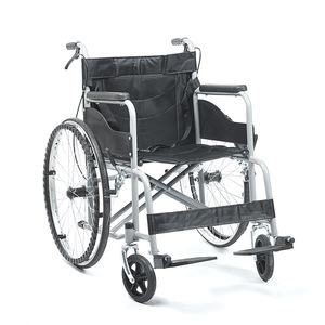 Fauteuil roulant manuel pliable léger en acier carbone, siège noir, roues à 24 rayons, pour usage médical à domicile et en voyage - Product Image 4
