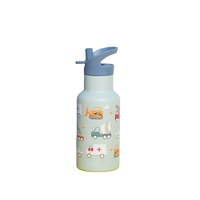 Bouteille isotherme portable en acier inoxydable pour enfants, nouveau design, double couvercle, poignée et paille, pour activités de plein air, vente en gros