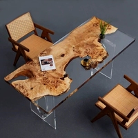 Table à manger moderne en bois massif et résine de bambou, écologique, pour salon, meubles de maison rectangulaires