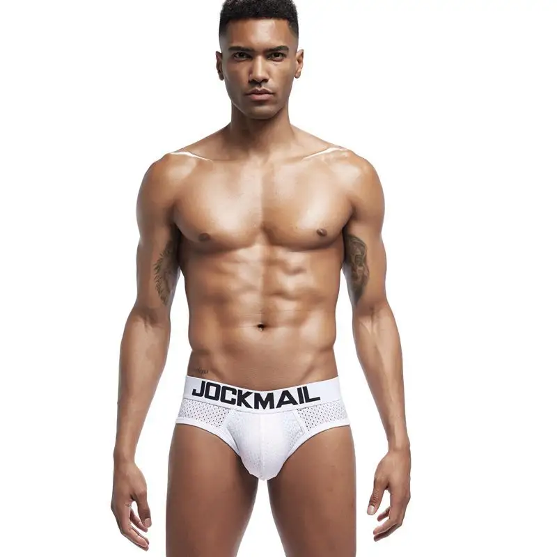 The latest U shape solid men's underwear breathable mesh sports tight briefs wholesale customize letter Buttock lift underpants