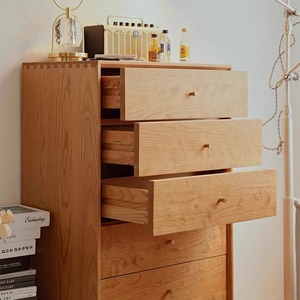Japanese Style Solid Wood Five Drawer <b>Chest</b> Cherry Wood Nordic Bedroom Furniture <b>Storage</b> Cabinet Living Room Sideboard - Product Image 3