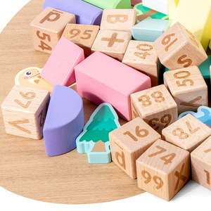 Bloques de Construcción de Madera de Haya de Gran Tamaño y Alta Calidad, Juego de Bloques de Aprendizaje de Números y Letras para Niños, Interacción Padres-Hijos - Product Image 2