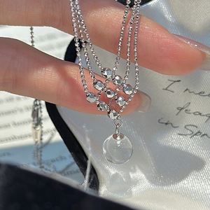 Italian Craft S925 Pure Silver Blade Chain Simple Fashionable Vintage Antique Style Niche Design <b>Crystal</b> Necklaces Contrasting - Product Image 1