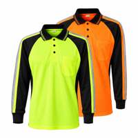 Polo de sécurité réfléchissant à manches longues en polyester respirant pour hommes, travail, construction, haute visibilité, couleurs personnalisées
