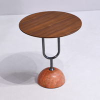 Table d'appoint minimaliste nordique, base en marbre hémisphérique, plateau en bois, table d'appoint pour salon, petite table basse pour chambre à coucher, hôtel