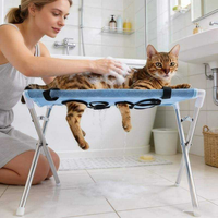 Table de toilettage pliable pour animaux de compagnie en acier inoxydable avec support