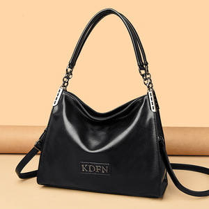 Bolso de hombro tipo mensajero para mujer, bolso de mano de gran capacidad, versátil, a la moda, de cuero suave, de cuero PU, con una sola cremallera - Product Image 1