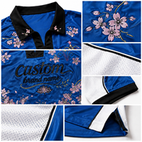 T-shirt de football en tissu polyester blanc personnalisé avec broderie de fleurs et de chiffres, col polo boutonné, maillot de football, Maglie Calcio