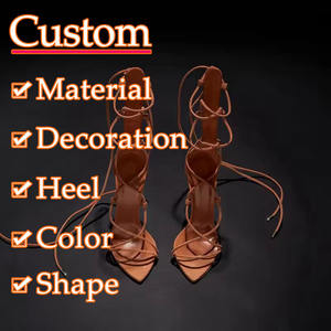 Sandalias de <span class=keywords><strong>Verano</strong></span> Personalizadas de Fabricante, Estilo Romano, Sexy, con Tiras Cruzadas, Punta en Pico, Tacones Finos, Color Sólido, con Cordones, para Mujer - Product Image 2