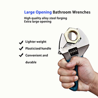 Llave Inglesa de Boca Ancha con Diseño Aerodinámico, Mordazas Delgadas, Ligera, para Espacios Pequeños, Servicio de Baños y Electrónica, Ajustable