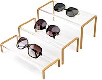 Présentoirs en acrylique transparent de 6 mm avec bordure dorée – Supports de présentation en plexiglas pour chaussures, portefeuilles, bijoux et parfums