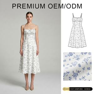 2024 nouveauté <span class=keywords><strong>robe</strong></span> à fleurs décontractée pour femmes européennes américaines avec col carré <span class=keywords><strong>longue</strong></span> été à manches courtes <span class=keywords><strong>robe</strong></span> à fleurs fraîches - Product Image 1