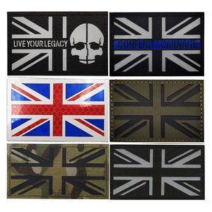 Colorful MC Custom Reflective IR England Reflective <strong>UK</strong> Flag Patch With Hook <strong>Face</strong> Applique for Hook and Loop - Product Image 3