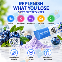 Poudre de Protéine de Lactosérum Transparente avec Électrolytes Saveur Myrtille 20g Protéines 30 Sachets OEM ODM Marque Privée Formule Personnalisée