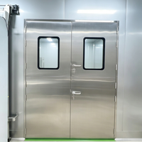 Porte de salle blanche en acier inoxydable à 4 panneaux |   Feuille pliante double |   Large ouverture |   Usine alimentaire Laboratoire pharmaceutique