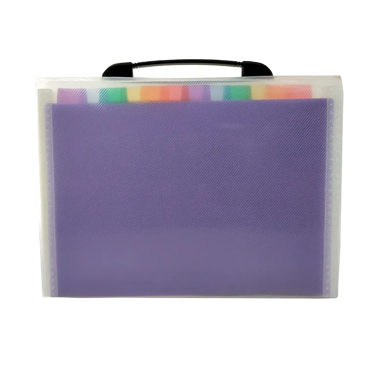 13 Pockets Handle Portable Expanding file folder Expandable Multicolor A4 accordion file folder with Buckle lock