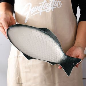 13 Inch Eco-Friendly Nordic Unique Fish-shaped Porcelain Contemporary Custom Hunan Serving <b>Plate</b> Wedding Restaurant Use Good - Product Image 1