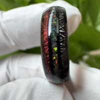 Bague en carbure de tungstène classique populaire de 6mm pour femmes noir avec opale de feu rouge arc-en-ciel coquille d'ormeau incrustation cadeaux de mariage