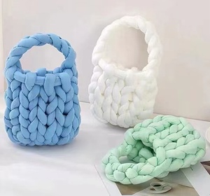 Nuova Borsa a Mano Casual Coreana <span class=keywords><strong>2023</strong></span> con Chiusura Aperta in Filato Intrecciato, Borsa da Donna in Pelle PU Lavorata a Maglia con Logo Personalizzato - Product Image 1