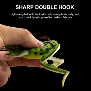 Vente en gros de grenouille à sauter Plop RF01 65mm, leurre en silicone souple à corps creux vert Rana Topwater goutte à goutte d'eau, inventaire de grenouille souple bon marché - Product Image 4