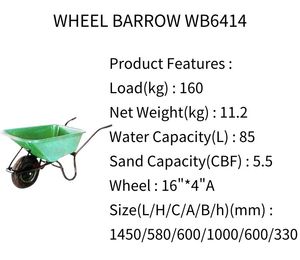 Tùy chỉnh Heavy Duty xe cút kít bánh xe barrow bánh xe vườn barrow <span class=keywords><strong>yard</strong></span> tiện ích xe cút kít giỏ hàng với built-in đứng - Product Image 2