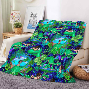 Nouvelle couverture en polaire douce et chaude pour garçons, motif dinosaure de dessin animé, impression personnalisée OEM, pour canapé, lit ou couverture de canapé. - Product Image 1