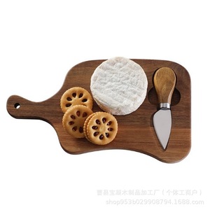 Ensemble de planches à fromage en bois d'acacia avec couteau en acier inoxydable, forme irrégulière pour servir et couper - Product Image 5