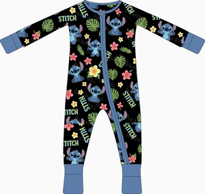 Individuell Bedruckter Bambusfaser-Baby-Schlafanzug mit Reißverschluss und Füßen Kleinkinder-Pyjama Kleidung - Product Image 3