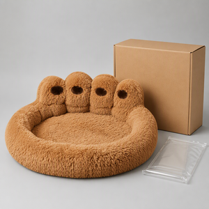 Cama Redonda para Mascotas de Peluche, Cama para Perros de Piel Sintética, Nido para Dormir para Gatos, Casa Interior Suave para Mascotas - Product Image 2