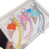Gantungan Kunci Kulit PU Bentuk Es Krim Lucu Grosir, Liontin Tas Fashion, Hadiah 3.
